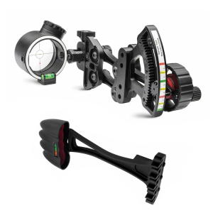 TRUGLO Range Rover Pro 1-Pin LED Bow Sight + Tuff-Loc 4-Arrow Black Quiver (TG6401GB+TG344B) - Truglo