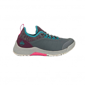 MUCK BOOT COMPANY Women's Outscape Lace Up Dark Gray/Teal/Pink Shoe (OSLW-104-GRY)