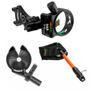 TRUGLO Storm G2 5-Pin Compact Black Bow Sight + EZ-Rest Arrow Rest + Speed-Shot XS Archery Release (TG3015B+TG615B+TG2510VB) - Truglo