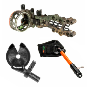 TRUGLO Carbon Hybrid 5-Pin Camo Bow Sight + EZ-Rest Arrow Rest + Speed-Shot XS Archery Release (TG7515J+TG615B+TG2510VB) - Truglo