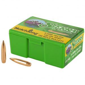 Sierra Bullets MatchKing, 6.5MM, 140 Grain, Boat Tail Hollow Point, 100 Count 1740