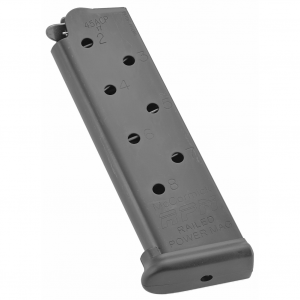CMC Products Magazine, Railed Power Mag (RPM), 45ACP, 8 Rounds, Fits 1911, Stainless, Black M-RPM-45FS8-B