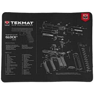 TekMat Ultra Mat, For Glock Gen 5, Cleaning Mat, Thermoplastic Surface Protects Gun From Scratching, 1/4" Thick, 15"X20", Tube Packaging, Black TEK-R20-GLOCK-G5