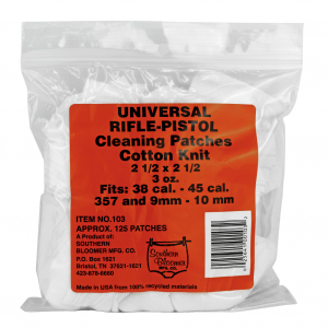 Southern Bloomer Cotton Patch, 2.5"X2.5" For Universal Gun Cleaning, 125 Per Bag #103