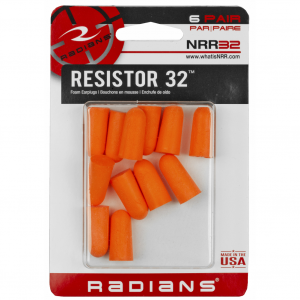 Radians Resistor 32 Disposable Foam Earplugs, 6 Pair Uncordered FP8000BP