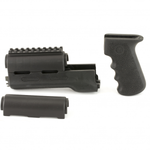 Hogue OverMolded Rifle Grip/Forend Kit, Fits AK-47/AK-74, Finger Grooves, Rubber, Black 74008