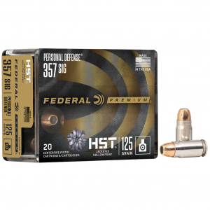 Federal Premium, 357 SIG, 125 Grain, Jacketed Hollow Point, 20 Round Box P357SHST1S