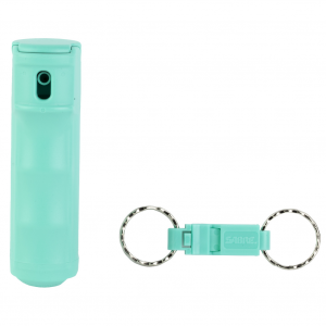 Sabre Pepper Gel with Quick Release Whistle Keychain, .54 Ounces, Mint, Matte Finish F15-MUSG-W2