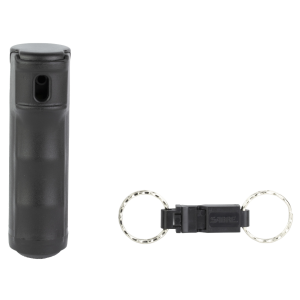 Sabre Pepper Gel with Quick Release Whistle Keychain, .54 Ounces, Black, Matte Finish F15-BUSG-W2