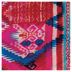WYOMING TRADERS Aztec Pink Blue Regular Silk Scarf (A6)