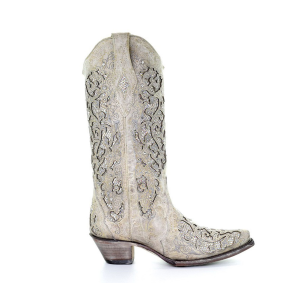 Corral CORRAL Womens Glitter Inlay and Crystals White Boots (A3322-LD) - $288.00 at GritrSports