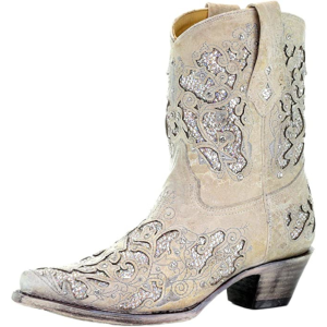 Corral CORRAL Women's White Glitter Inlay/Crystals Ankle Boot (A3550-LD) - $258.00 at GritrSports