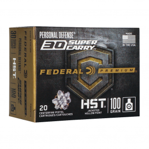 Federal Premium, HST, 30 Super Carry, 100 Grain, Jacketed Hollow Point, 20 Round Box P30HST1S
