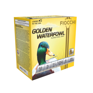 FIOCCHI Golden Waterfowl 12Ga 3in #4 25rd Box Shotshells (123SGW4)
