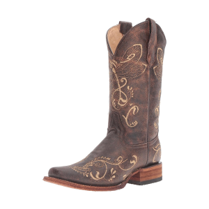 CORRAL Women's Distressed Brown/Bone Dragonfly Embroidery Boot (L5079-LD)