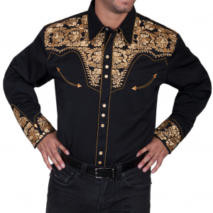 SCULLY Mens Western Apparel Gold Long Sleeve Shirt (P-634-GLD)
