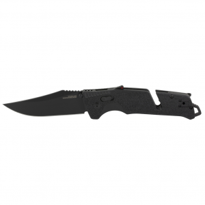 SOG Knives & Tools Trident AT, Folding Knife, 3.7" Straight Clip Point, Black Handle, D2 Steel, Titanium Nitride Finish, Black SOG-11-12-05-41