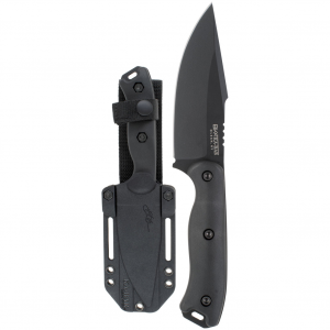 KABAR Becker Harpoon, 4.5" Fixed Blade Knife, Drop Point, 9.3" OAL, 1095 Cro-Van, Satin Finish, Black, Includes Plastic Sheath BK18BK