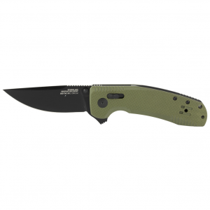 SOG Knives & Tools SOG-TAC XR, Folding Knife, 3.39" Straight Clip Point, Olive Drab Green G10 Handle, D2 Steel, Black Titanium Nitride Finish, Black SOG-12-38-02-41