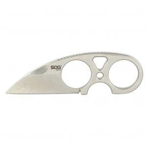 SOG Knives & Tools Snarl, Fixed Blade Knife, 2.3" Straight Edge Sheepsfoot, Silver Stainless Steel Handle, 9Cr18MoV Steel, Satin Finish, Silver, Includes Kydex Sheath SOG-JB01K-CP