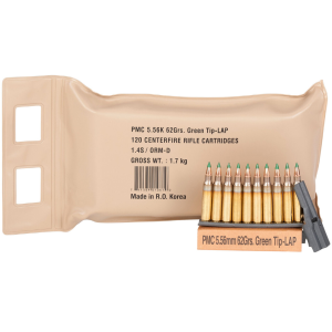 PMC 5.56x45mm 62gr M855 LAP Green Tip Ammo (5.56K-BP)