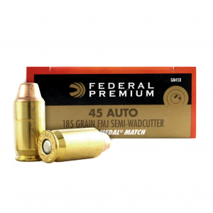 FEDERAL Gold Medal 45 ACP 185 Grain FMJ Ammo, 50 Round Box (GM45B)
