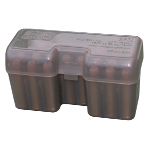 MTM Flip-Top 338 WSM 45-70 450 Marlin 22 Round Clear Smoke Ammo Box (RF22-SM-41)