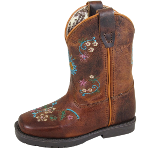 SMOKY MOUNTAIN BOOTS Girls Floralie Brown Leather Cowboy Boots (3833T)