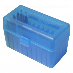 MTM Flip-Top 270 Win 30-06 25-06 50 Round Clear Blue Ammo Box (RL-50-24)