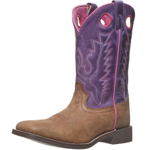 Smoky Mountain Boots SMOKY MOUNTAIN BOOTS Youth Girls Tracie Brown Distress/Purple Leather Western Boots (3122Y) - $84.00 at GritrSports