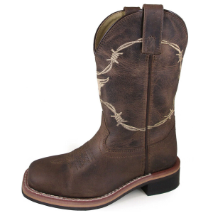 SMOKY MOUNTAIN BOOTS Kid's Logan Brown Wax Distress Leather Cowboy Boots (3923Y)