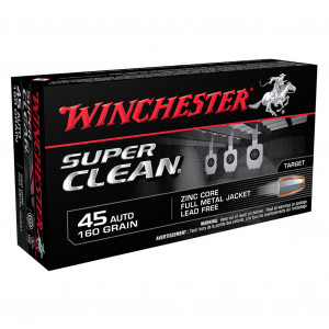 WINCHESTER Super Clean 45 Auto 160Gr Zinc FMJ 50/500 Handgun Ammo (W45LF)