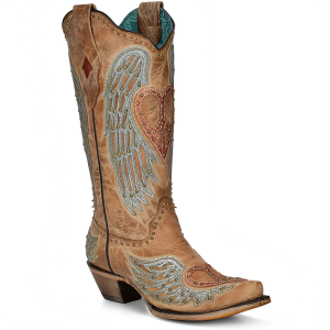 Corral CORRAL Women's Sand Heart And Wings Overlay And Embroidery And Studs Boots (A4235-M-05) - $288.00 at GritrSports