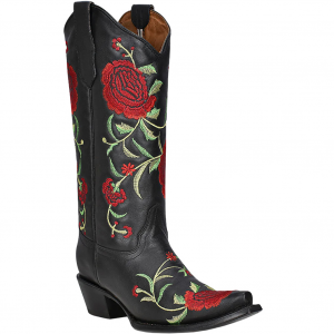CORRAL Women's Black Flowered Embroidery Boots (L5846-M-05)