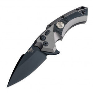 HOGUE Sig X5 Tactical Manual Flipper Knife with Black Cerakote Spear Point Blade and Matte Gray Aluminum Frame with Solid Black G10 Insert (36572)