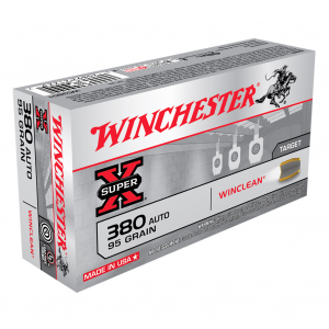 WINCHESTER Super-X WinClean 380 ACP 95Gr Brass Enclosed Base 50/500 Handgun Ammo (WC3801)