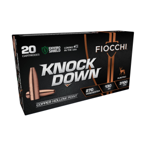Fiocchi FIOCCHI KnockDown 270 Winchester 130Gr 3100 FPS 20rd Lead Free Copper Hollow Point Bullets (270CHA) - $46.08 at GritrSports