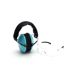 PYRAMEX Venture Gear Low Profile Clear/Powder Blue Earmuff/Glasses Combo Kit (VGCOMBO410)