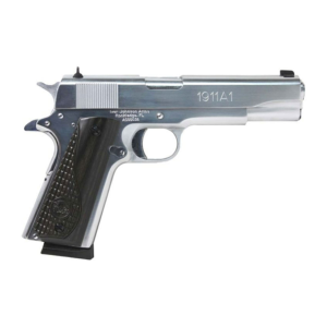 IVER JOHNSON ARMS 1911A1 .45 ACP Government Size 5in 8rd Black Wood Grip Polished Chrome Pistol (1911A1-CHRW)