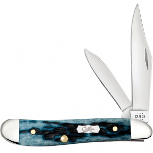 CASE XX Pocket Worn Mediterranean Blue Bone Peach Seed Jig Peanut Folding Knife (51858)