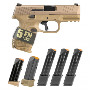 FN AMERICA 509 Compact 9mm 3.7in FDE 1x 12rd, 1x 15rd + 3x 24rd Free Mags Bundle with Case (66-101643)