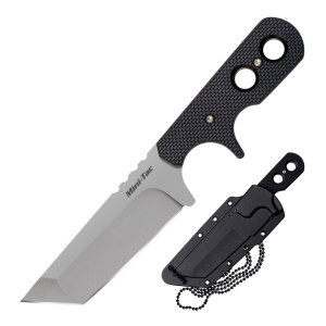 COLD STEEL Mini Tac Tanto 3.75in Blade Black Griv-Ex Handle Fixed Knife with Sheath (CS-49HTF)