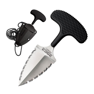 Cold Steel COLD STEEL Urban Edge Double Serrated Edge 2.5in Spear Point Blade Black Push Knife with Sheath (CS-43XLSS) - $35.29 at GritrSports