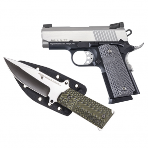 MAGNUM RESEARCH 1911 Undercover 45 ACP 3in Bushingless Barrel 2x 6rd Mags Two-Tone Pistol and Fixed Blade Knife with Kydex Sheath (DE1911UTT-K)