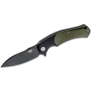 BESTECH KNIVES Penguin 3.62in Linerlock Black and Green Folding Knife (BG32E)