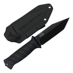 TAKUMITAK Fulcrum Black D2 Tanto Blade G10 Handle Fixed Knife with Kydex Sheath (TKF201BK)