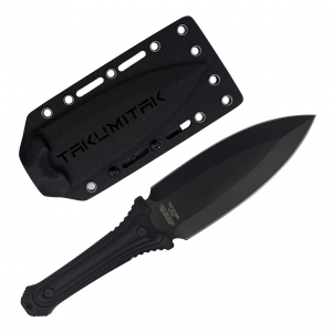 TAKUMITAK Sentinel Black D2 Spear Point Blade G10 Handle Fixed Knife with Kydex Sheath (TKF203BK)
