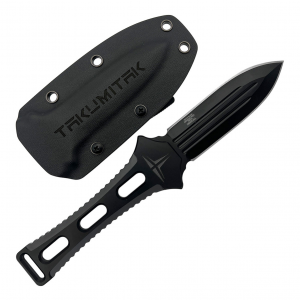 TAKUMITAK Hidden Anger Black D2 Spear Point Blade G10 Handle Fixed Knife with Kydex Sheath (TKF205BK)