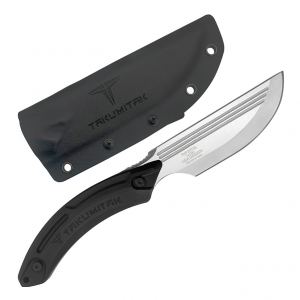TAKUMITAK Hunter Silver D2 Straight Back Blade G10 Handle Fixed Knife with Kydex Sheath (TKF207SL)