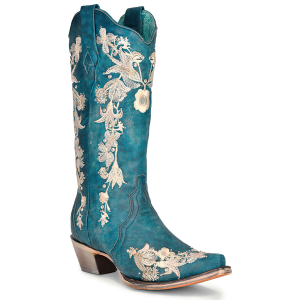Corral CORRAL Women's A4361 Navy Blue Studs & Floral Embroidery & Crystals Boots (A4361) - $269.00 at GritrSports